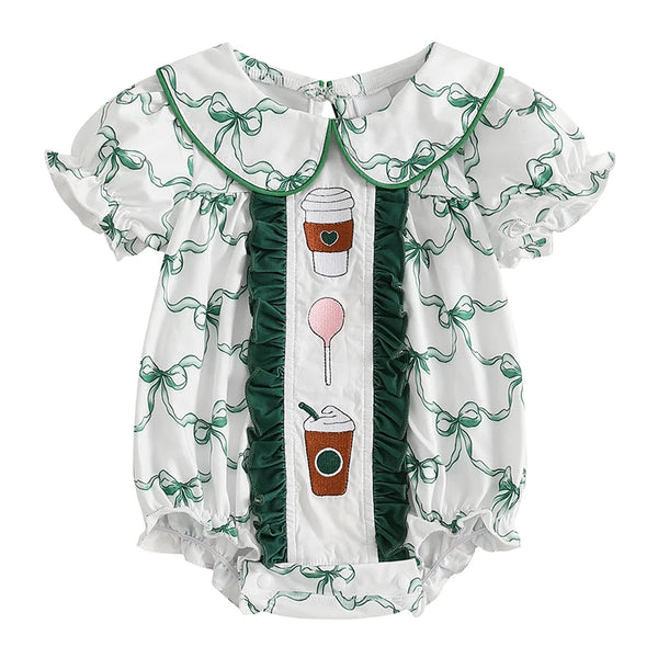 Smocked Collar Romper | Coffee Date - PREORDER