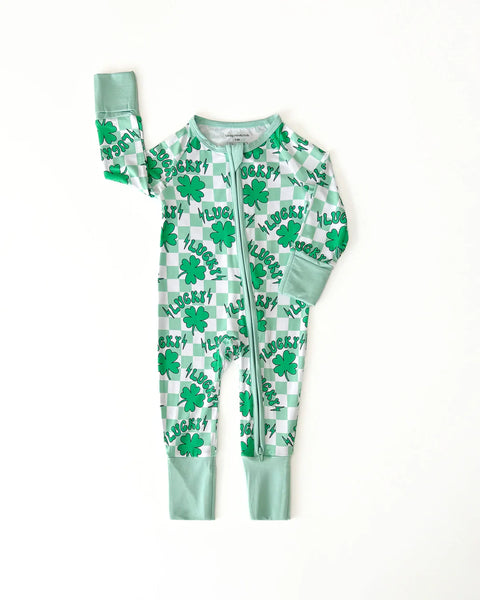 Bamboo Zip Romper | Lucky Shamrock- PREORDER