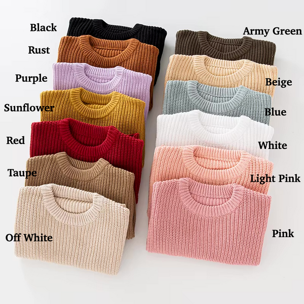 Yarn *CUSTOM* Name Chunky Knit Sweater & Hat Combo | 16 Color Sweaters & 6 Color Hats