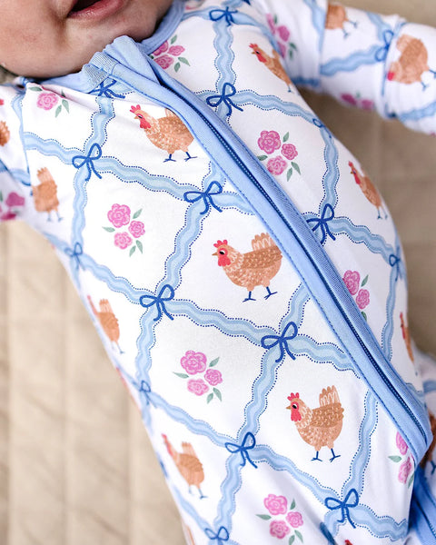 Bamboo Zip Romper | Chickens & Flowers - PREORDER