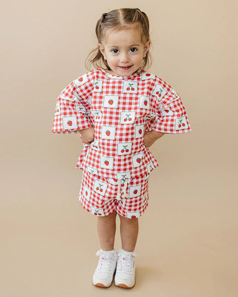 Top & Shorts Set | Strawberry Gingham - PREORDER