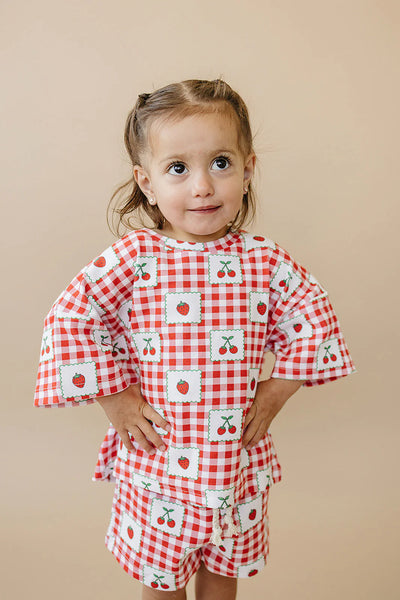 Top & Shorts Set | Strawberry Gingham - PREORDER