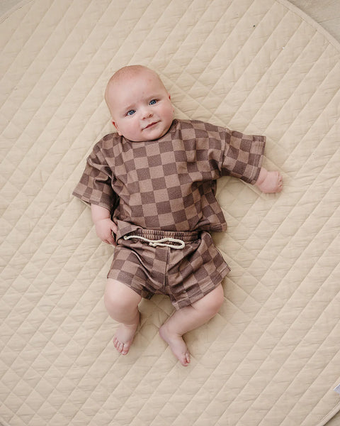 Top & Shorts Set | Espresso Checkered - PREORDER