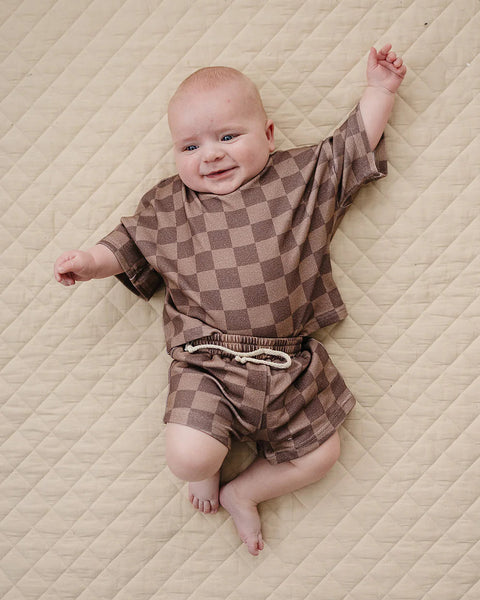 Top & Shorts Set | Espresso Checkered - PREORDER