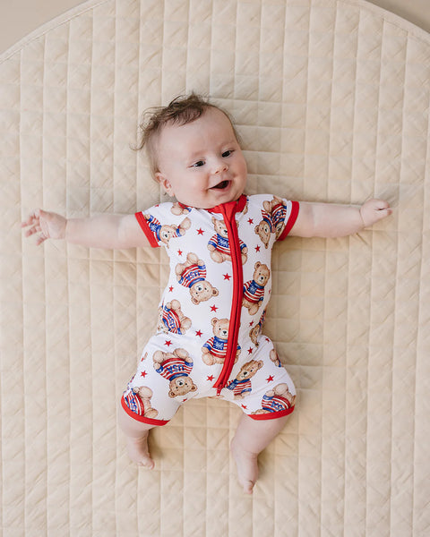 Bamboo Shorty Romper | American Bear - PREORDER