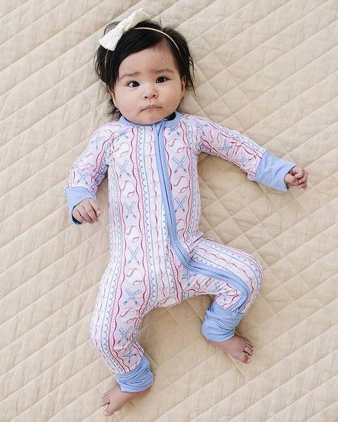 Bamboo Zip Romper | Baseball Girl - PREORDER