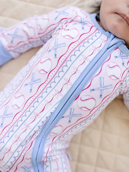 Bamboo Zip Romper | Baseball Girl - PREORDER