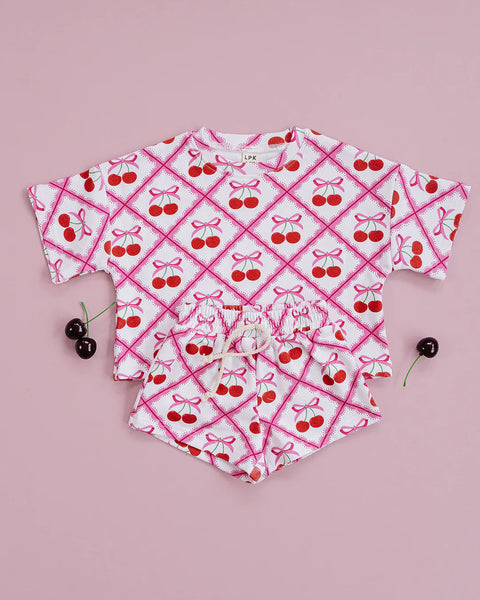 Top & Shorts Set | Cherry Bow - PREORDER