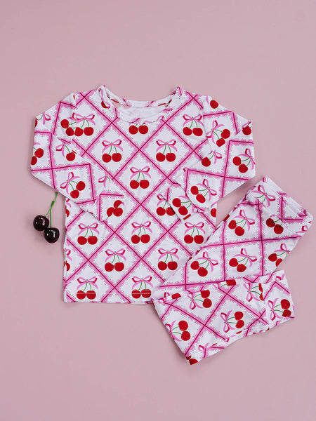 Bamboo Top & Pants Set | Cherry Bow - PREORDER