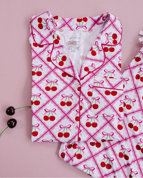 Bamboo Women's Pajamas | Cherry Bow - PREORDER