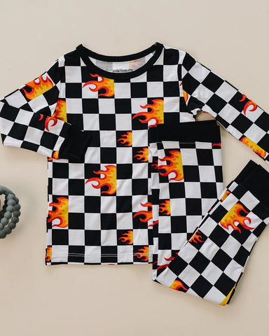 Bamboo Top & Pants Set | Checker Blaze - PREORDER