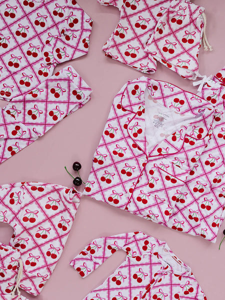 Bamboo Top & Pants Set | Cherry Bow - PREORDER