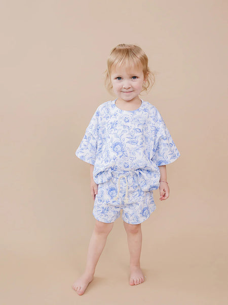 Top & Shorts Set | Blue Flowers - PREORDER