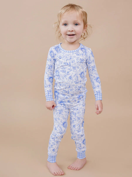 Bamboo Top & Pants Set | Blue Flowers - PREORDER