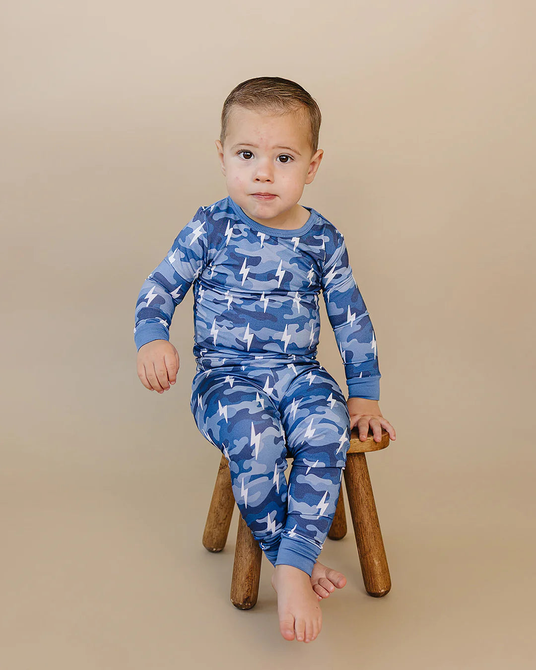 Bamboo Top & Pants Set | Blue Camo Bolts - PREORDER