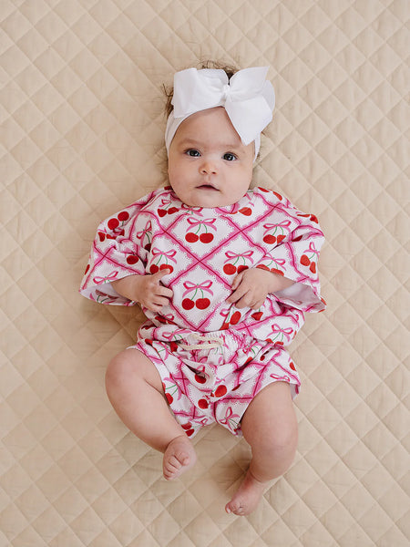 Top & Shorts Set | Cherry Bow - PREORDER