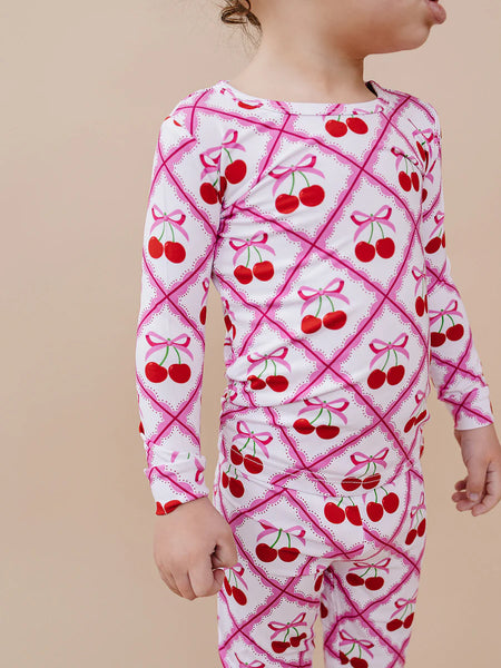 Bamboo Top & Pants Set | Cherry Bow - PREORDER