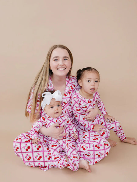 Bamboo Women's Button Up Set | Cherry Bow - PREORDER
