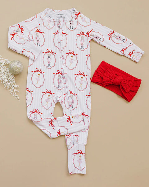 Bamboo Zip Romper | Pink Nutcracker - PREORDER