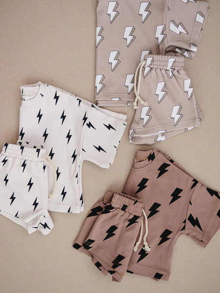 Top & Shorts Set | Mocha Bolts - PREORDER