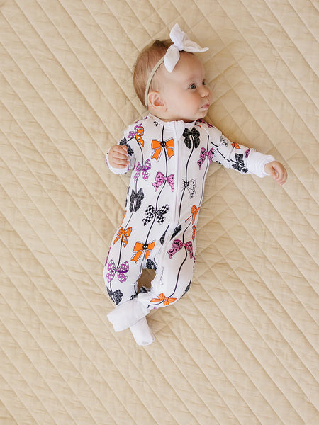 Bamboo Zip Romper | Spooky Bows - PREORDER