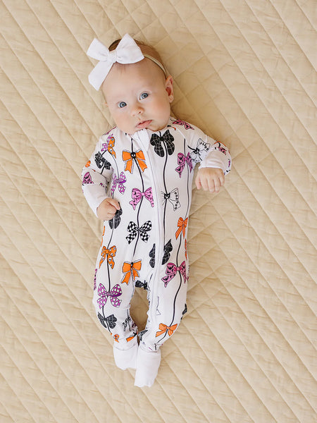 Bamboo Zip Romper | Spooky Bows - PREORDER
