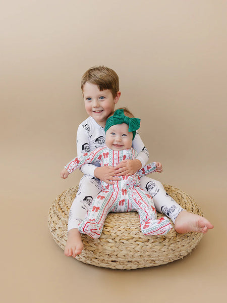 Bamboo Zip Romper | Retro Candy Cane - PREORDER