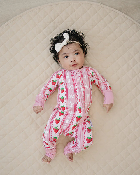 Bamboo Zip Romper | Strawberry - PREORDER