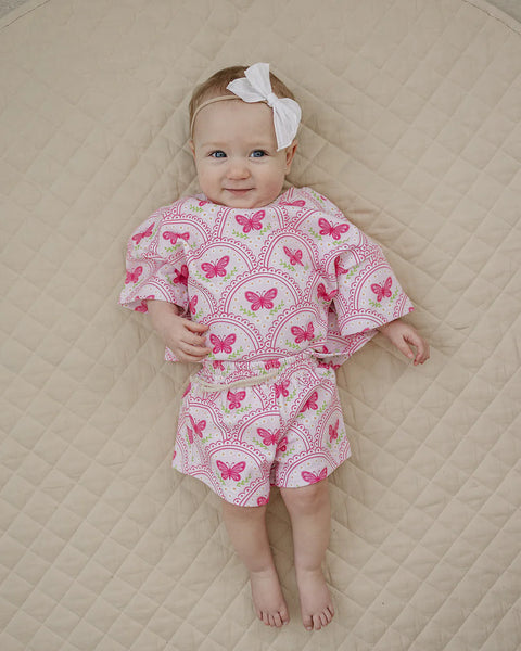 Top & Shorts Set | Pink Butterfly - PREORDER