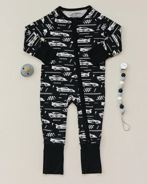 Bamboo Zip Romper | Race Cars - PREORDER