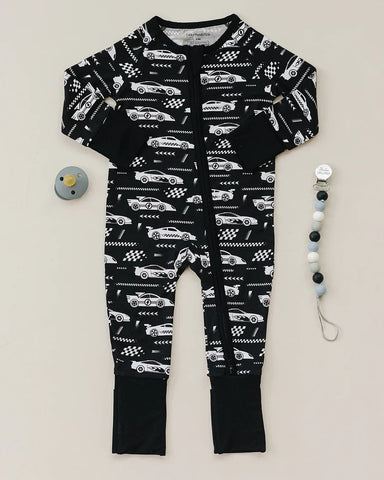 Bamboo Zip Romper | Race Cars - PREORDER