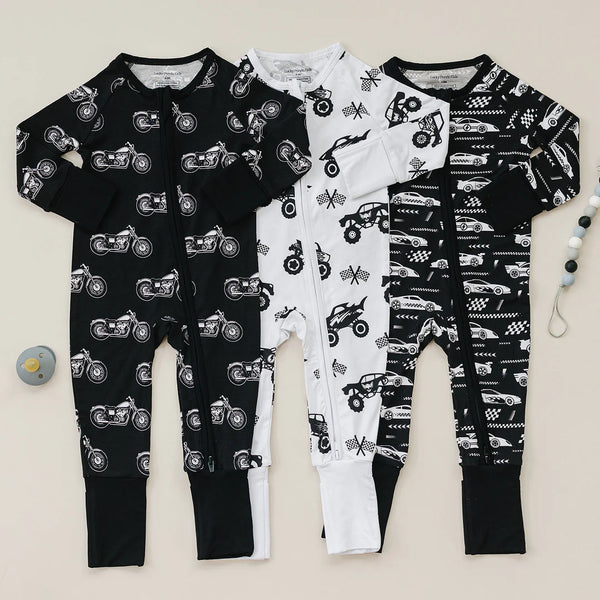 Bamboo Zip Romper | Race Cars - PREORDER