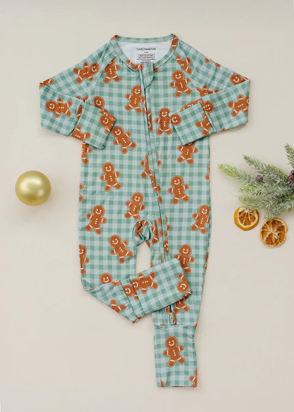 Bamboo Zip Romper | Gingerbread Gingham - PREORDER