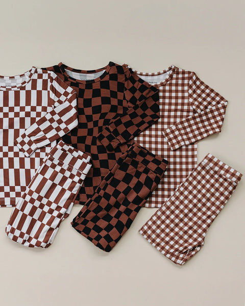 Bamboo Top & Pants Set | Chocolate Checkered - PREORDER