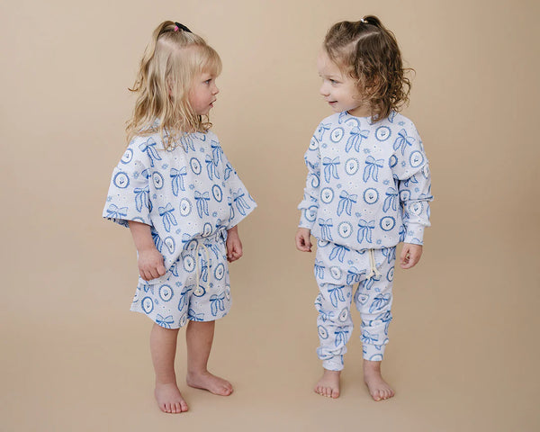 Top & Shorts Set | Blue Bow - PREORDER
