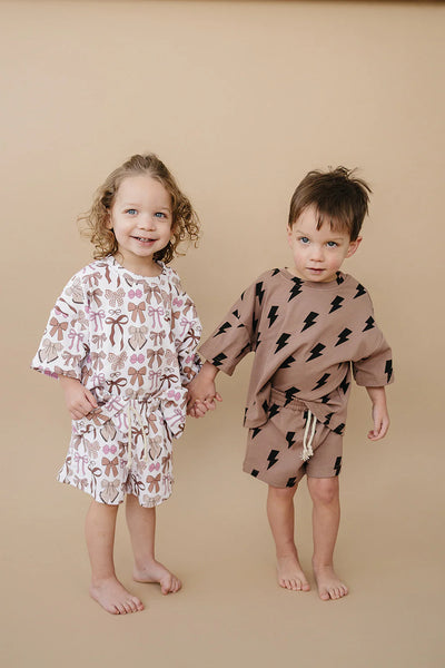 Top & Shorts Set | Mocha Bows - PREORDER
