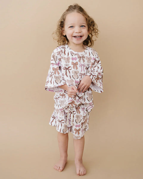 Top & Shorts Set | Mocha Bows - PREORDER