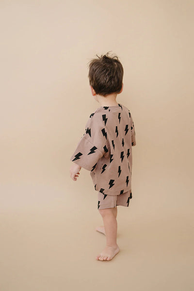 Top & Shorts Set | Mocha Bolts - PREORDER