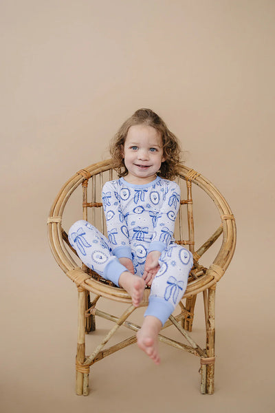 Bamboo Top & Pants Set | Blue Bow - PREORDER