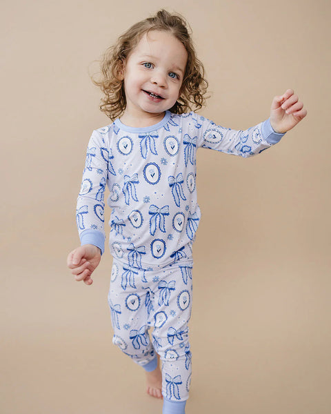 Bamboo Top & Pants Set | Blue Bow - PREORDER