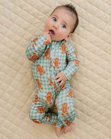 Bamboo Zip Romper | Gingerbread Gingham - PREORDER