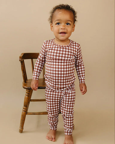 Bamboo Top & Pants Set | Chocolate Gingham - PREORDER