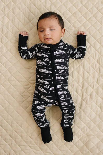 Bamboo Zip Romper | Race Cars - PREORDER