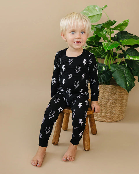 Bamboo Top & Pants Set | Ink Bolts - PREORDER