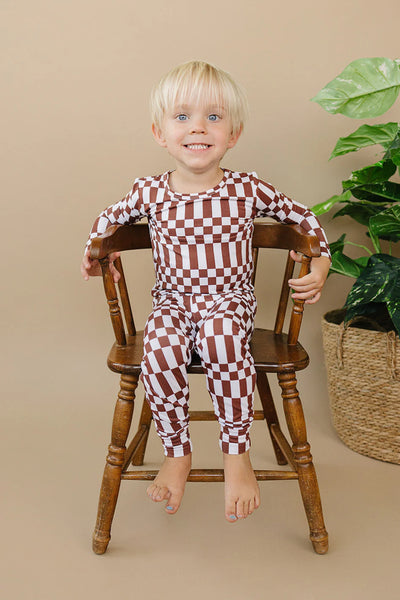 Bamboo Top & Pants Set | Chocolate Checkered - PREORDER