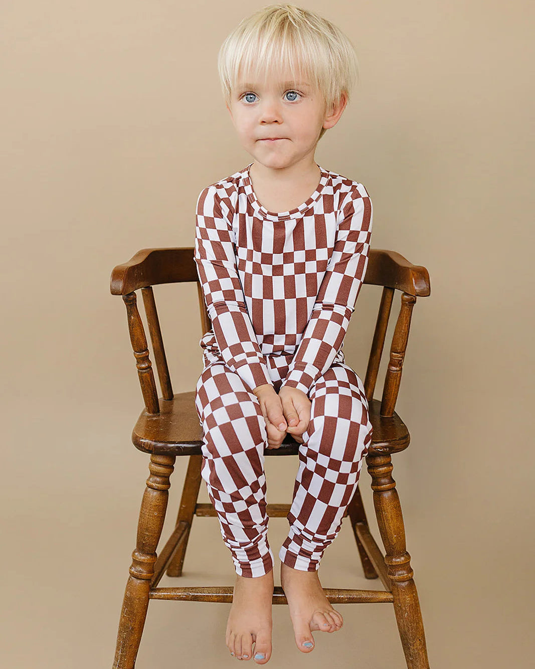 Bamboo Top & Pants Set | Chocolate Checkered - PREORDER