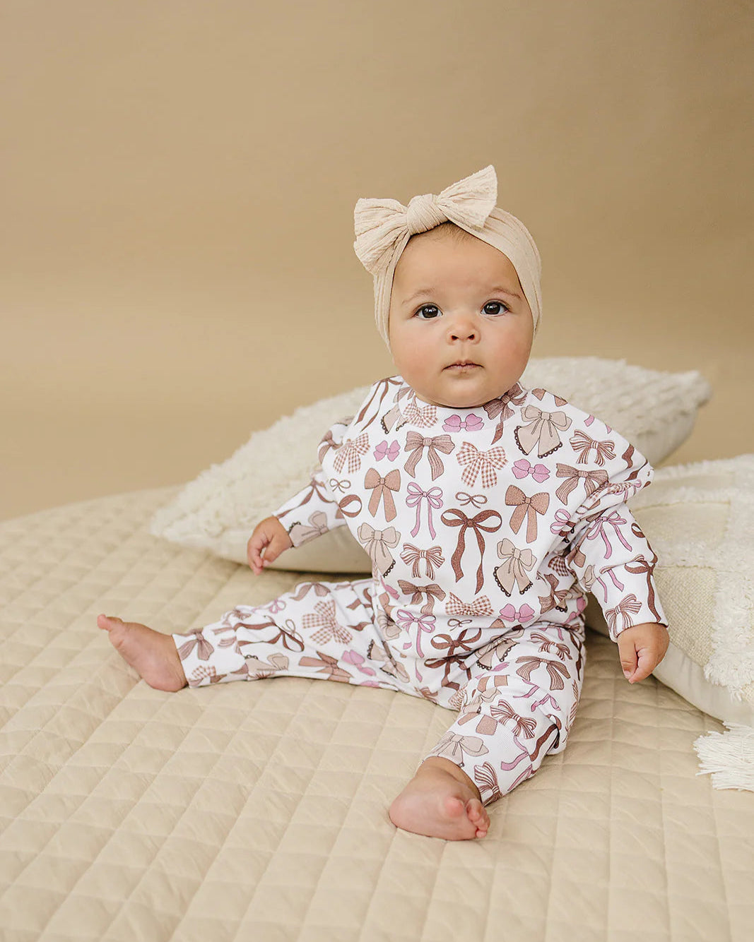 Top & Pants Set | Mocha Bows - PREORDER