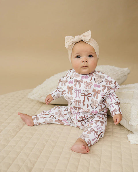 Top & Pants Set | Mocha Bows - PREORDER
