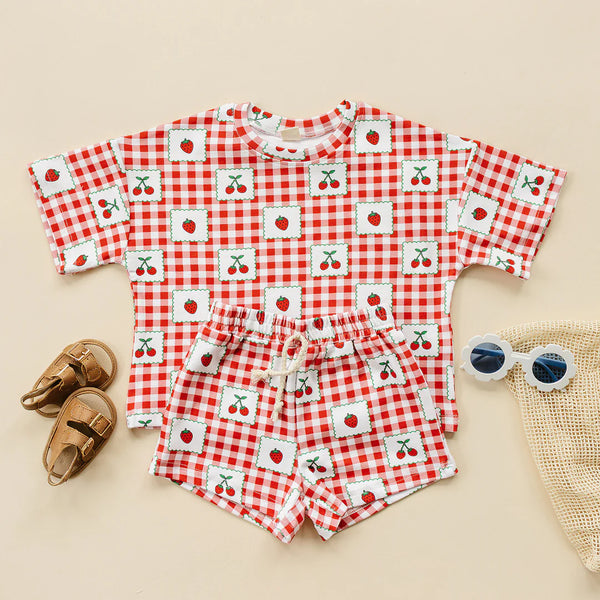 Top & Shorts Set | Strawberry Gingham - PREORDER