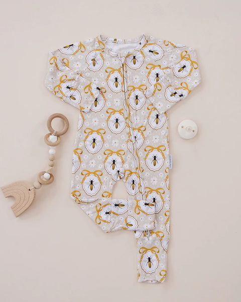 Bamboo Zip Romper | Honey Bee - PREORDER